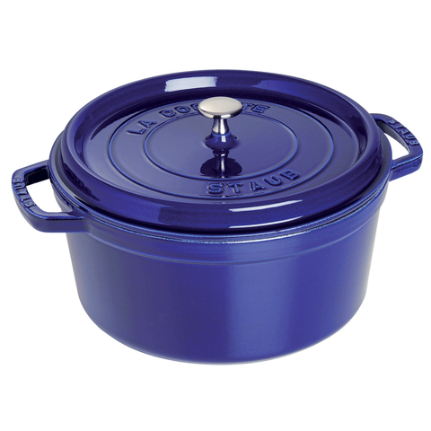 STAUB CAST IRON 4-QUART ROUND COCOTTE - DARK BLUE