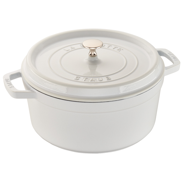 STAUB CAST IRON 7-QUART ROUND COCOTTE - WHITE