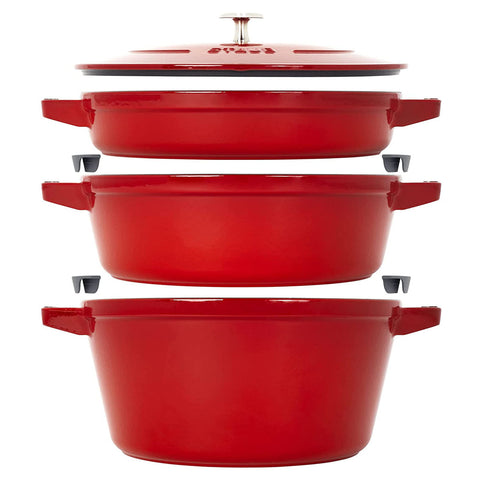 Staub Cast Iron 4-pc Stackable Set - Cherry