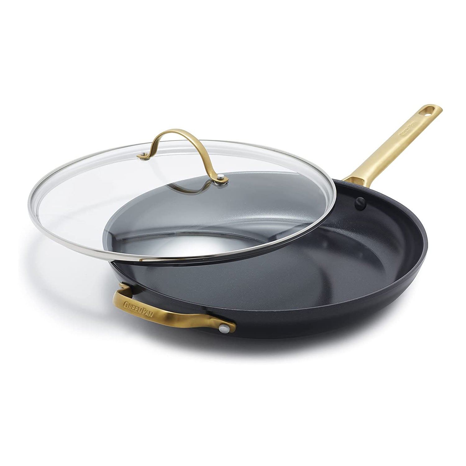 Reserve Ceramic Nonstick 12 Frypan with Lid and Helper Handle, Black