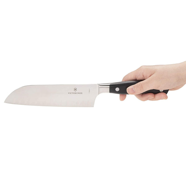Victorinox Santoku, Forged, 7" Granton Blade, Black