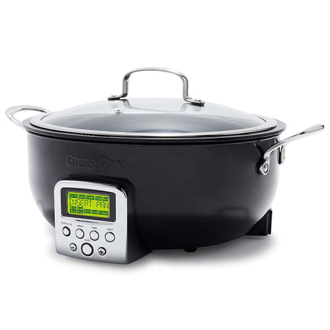 GreenPan Elite Essential Smart Electric 6QT Skillet Pot, Black