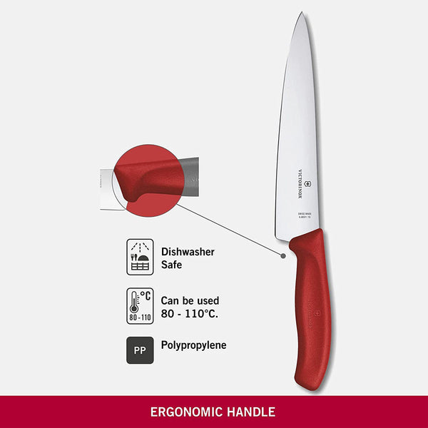 Victorinox Carving, Swiss Classic, 8" Straight Blade, Red
