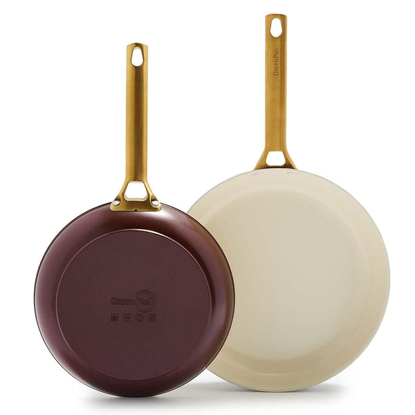 GreenPan Reserve Hard Anodized Healthy Ceramic Nonstick 10" and 12" Frying Pan Skillet Set, Merlot Purple