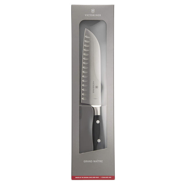 Victorinox Santoku, Forged, 7" Granton Blade, Black