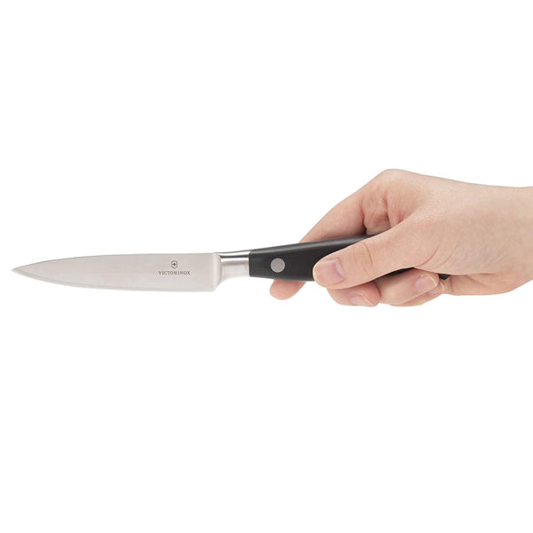 Victorinox Paring, Forged, 4" Straight, Spear Point Blade, Black