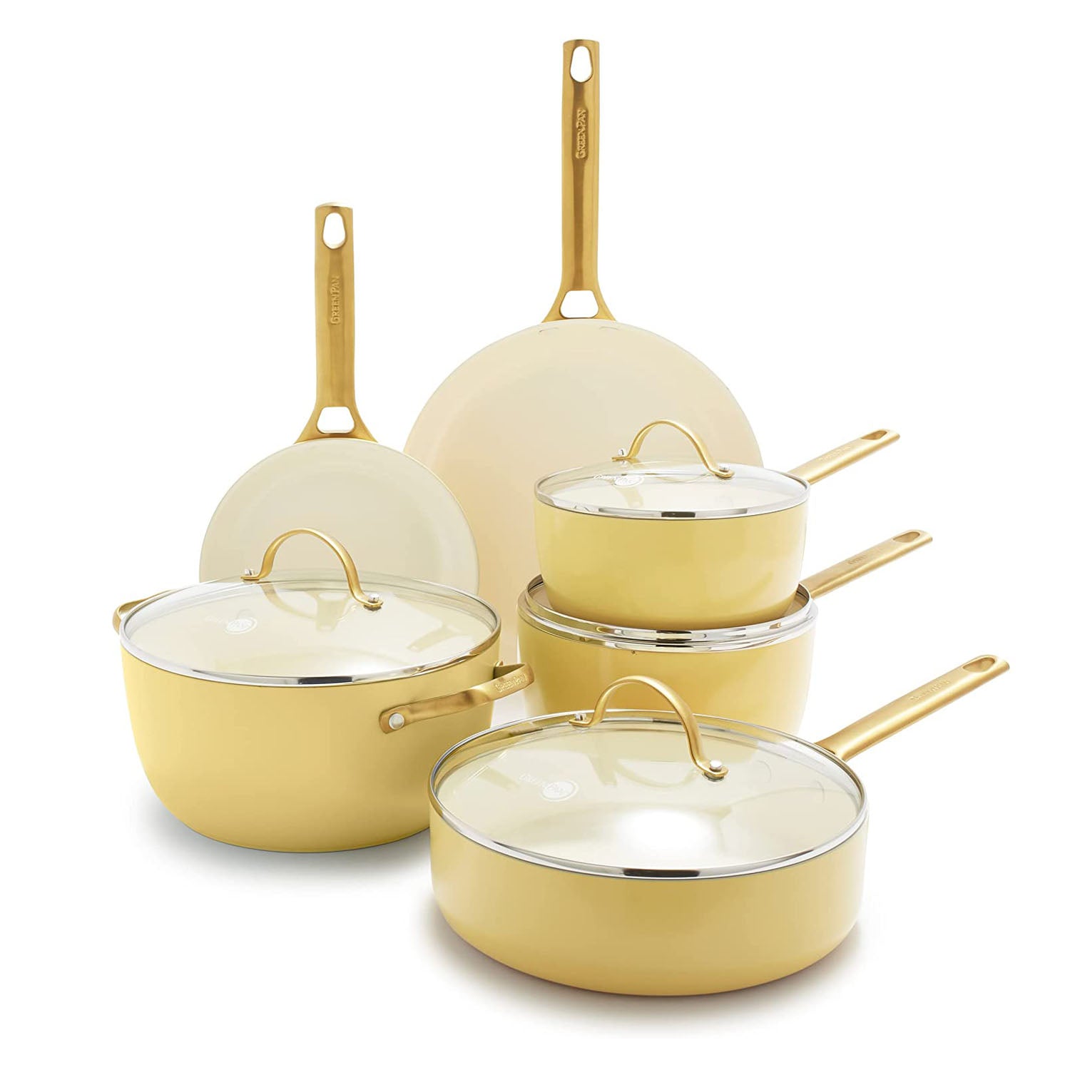 GREEN PAN RESERVE CERAMIC NONSTICK 10 PIECE COOKWARE SET SUNRISE WIT