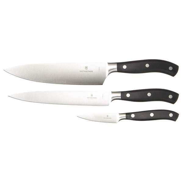 Victorinox Sets, Forged, 3-Piece Chef's Set (3.5" Paring, 8" Slicing, 8" Chef's), Black
