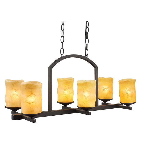 ANKEE 6 Light Vintage Metal Island Chandelier, Retro Lighting Fixtures for Kitchen Entryway Hallway Dining Living Room
