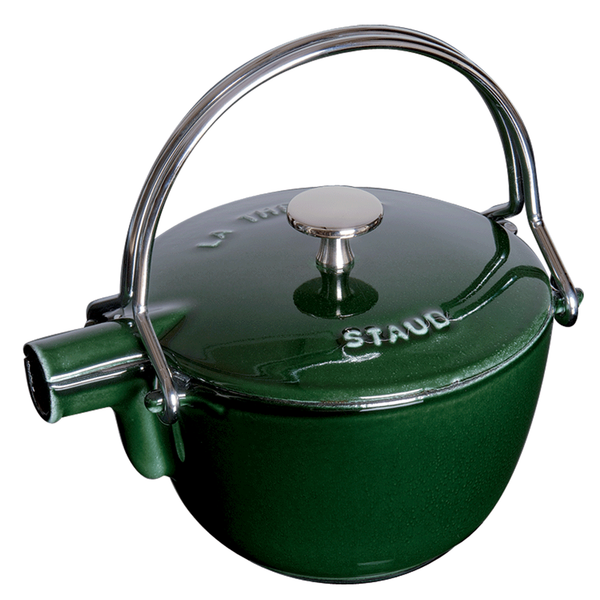 STAUB CAST IRON 1-QUART ROUND TEA KETTLE - BASIL