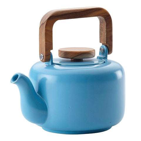 BonJour Ceramic Coffee and Tea 4-Cup Ceramic Teapot with Infuser, Aqua