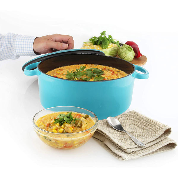 Chantal 5 qt. Round Cast-Iron Dutch Oven w/ Lid - Sea Blue