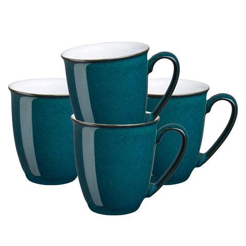 Denby Greenwich Set of 4 (One size) Beakers Coffee Mug Set, Emerald green