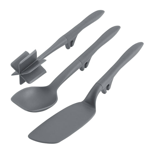 Rachael Ray Tools and Gadgets Lazy Crush & Chop, Flexi Turner, and Scraping Spoon Set / Cooking Utensils - 3 Piece, Gray