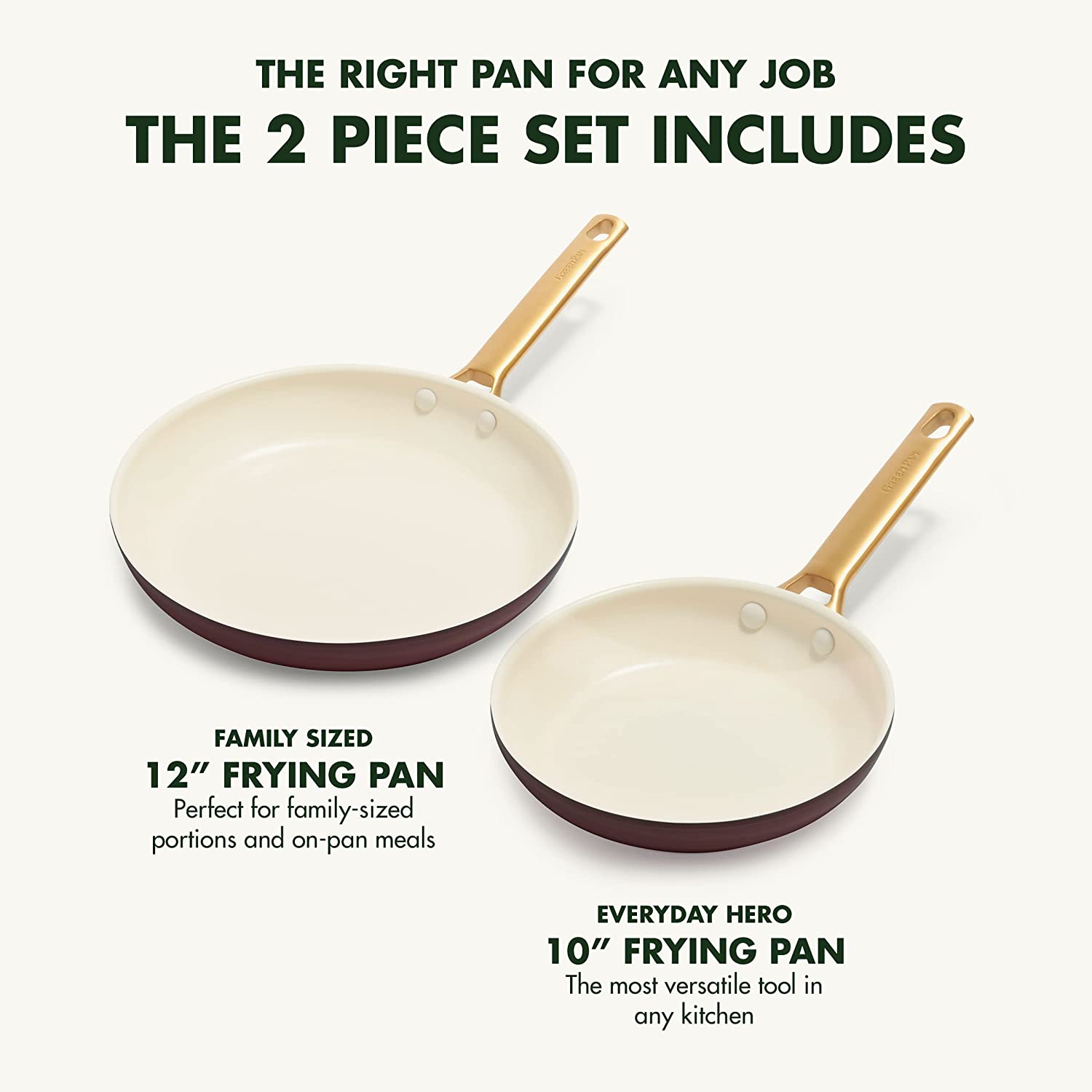 GreenPan Reserve Ceramic Nonstick 10 & 12 Frypan Set - Merlot