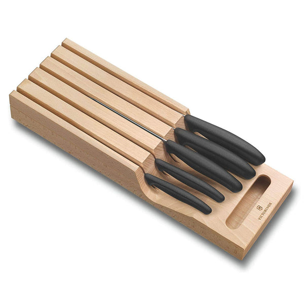 Victorinox Block Sets, Swiss Classic, 5-Piece Set with In-Drawer Knife Holder, Black