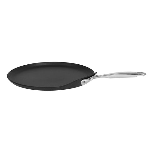 CRISTEL 11" Non-Stick coating Crepe Pan, Castel'Pro Ultralu collection, with anodized aluminum, 3-Ply construction, Brushed Finish, Dishwasher oven safe, all hobs + induction