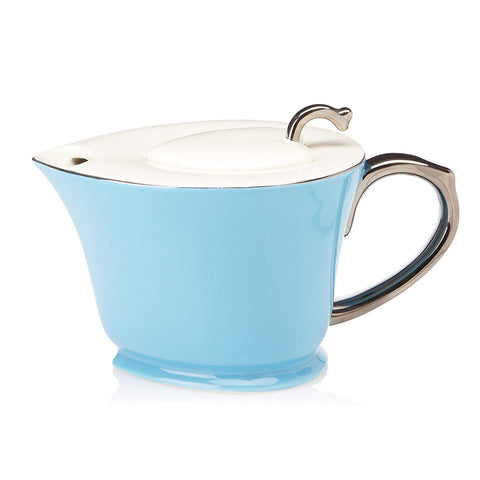 Classic Coffee & Tea Teapot, Turquoise Blue/Platinum