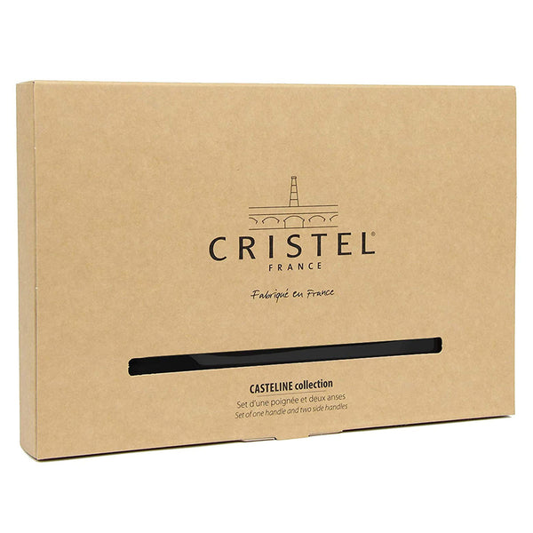 CRISTEL, Set of Detachable Handle includes 1 handle + 2 side handles, Beech Wood, Stainless Steel Mechanism, Casteline collection