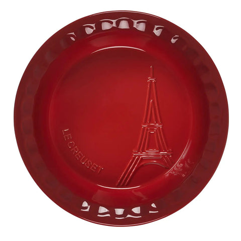 Le Creuset Pie Dish - Cerise w/ Eiffel Tower