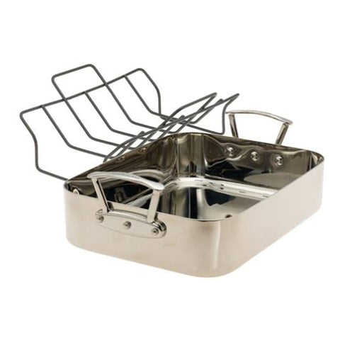KitchenAid Five-Ply Stainless-Steel 15-by-11-1/2-Inch Rectangular Roaster with Rack