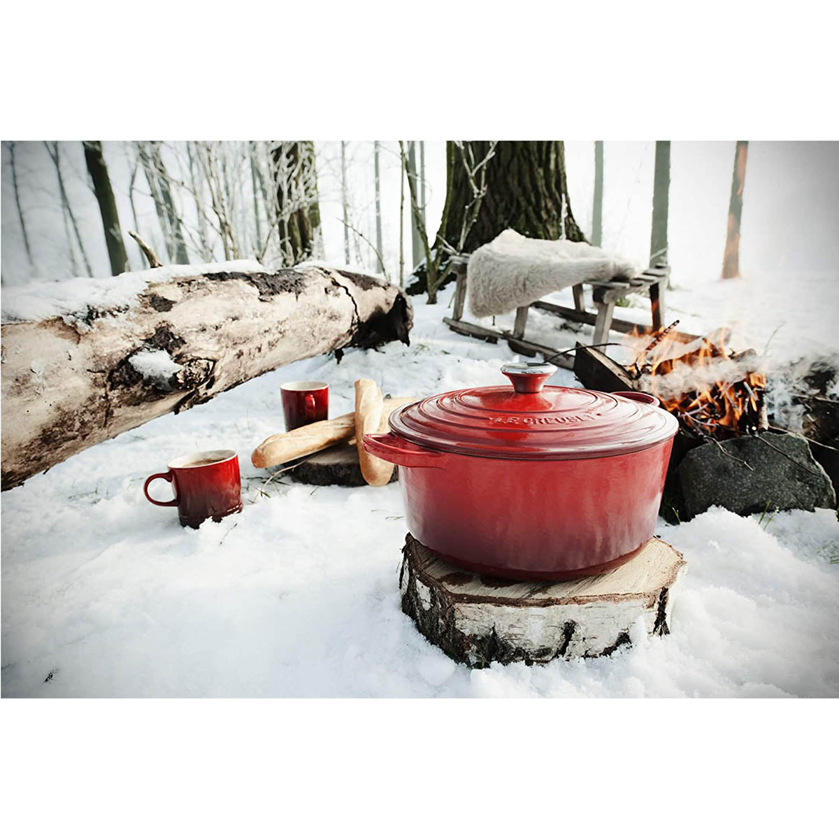 Le Creuset Enameled Cast Iron Signature Round Dutch Oven, 7.25 qt., Cerise