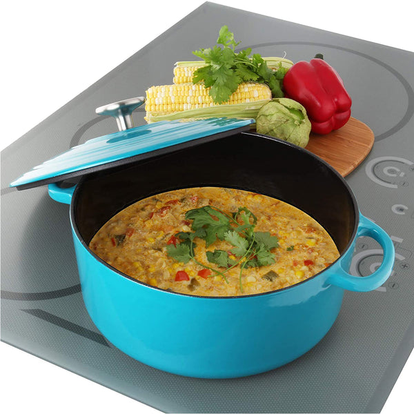 Chantal 5 qt. Round Cast-Iron Dutch Oven w/ Lid - Sea Blue