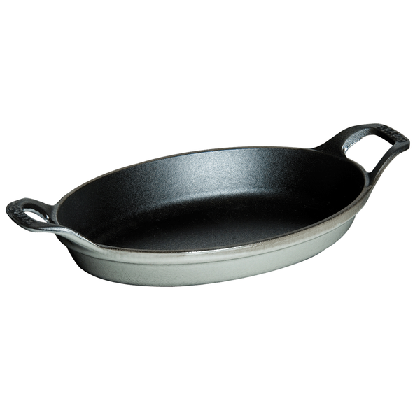 STAUB CAST IRON 12.5'' X 9'' OVAL BAKING DISH - GRAPHITE GREY