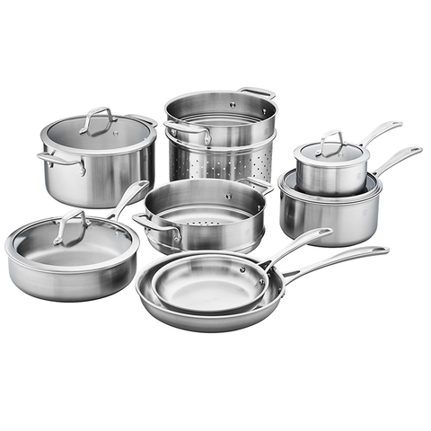ZWILLING SPIRIT TRI-PLY 12-PIECE STAINLESS STEEL COOKWARE SET