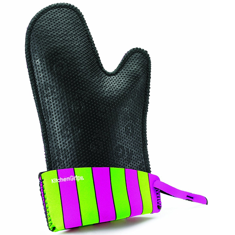 KITCHENGRIPS FITTED SINGLE MITT, EXTENDABLE CUFF - CARNIVAL