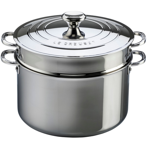 LE CREUSET 9-QUART STAINLESS STEEL STOCKPOT WITH COLANDER INSERT