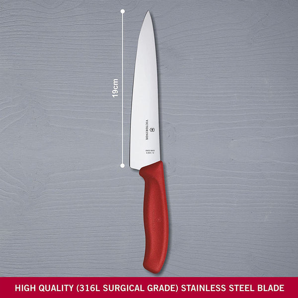 Victorinox Carving, Swiss Classic, 8" Straight Blade, Red