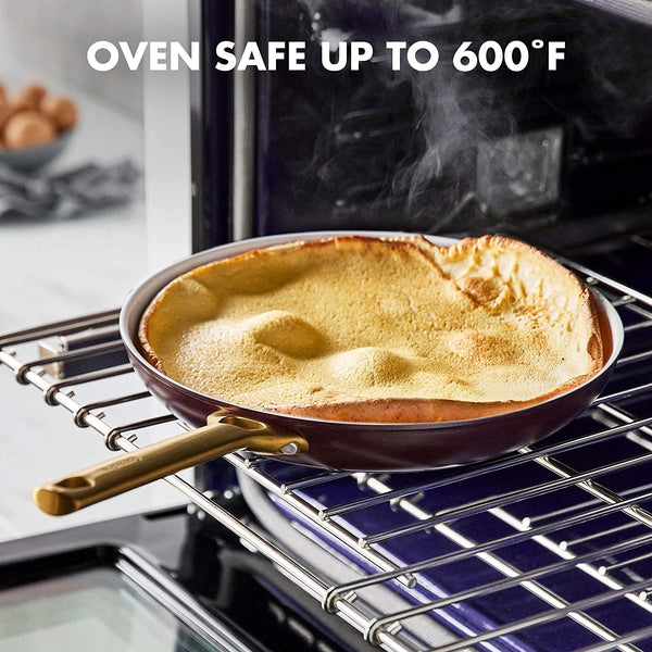 GreenPan Reserve Hard Anodized Healthy Ceramic Nonstick 10" and 12" Frying Pan Skillet Set, Merlot Purple