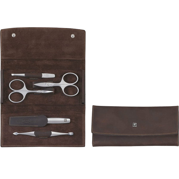 Zwilling Twinox 6Pc Brown Leather Case Set