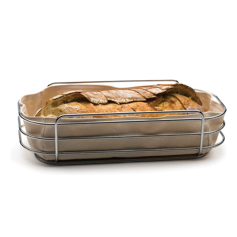 Classic Kitchen Bread Basket - Chromed Wire with Canvas Liner