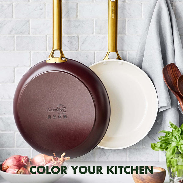 GreenPan Reserve Hard Anodized Healthy Ceramic Nonstick 10" and 12" Frying Pan Skillet Set, Merlot Purple