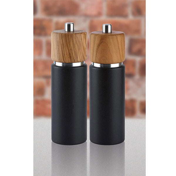 Zassenhaus Hannover 7-Inch Pepper Grinder Mill, Matte Black/Natural Olive Wood