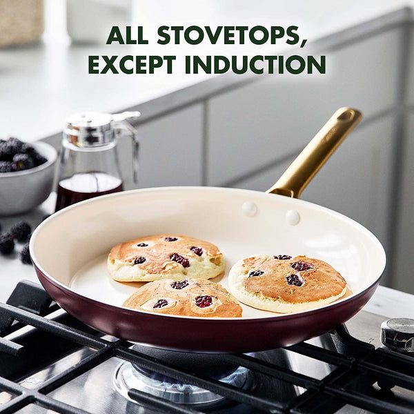 GreenPan Reserve Hard Anodized Healthy Ceramic Nonstick 10" and 12" Frying Pan Skillet Set, Merlot Purple