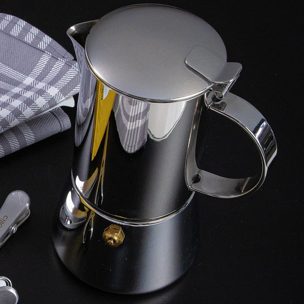 Cilio Aida 10 Cup Stovetop Espresso Maker, Polished Stainless