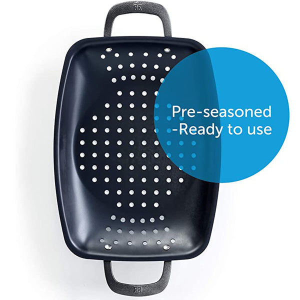 BK Black Steel Preseasoned Carbon Steel BBQ Roaster, 15"