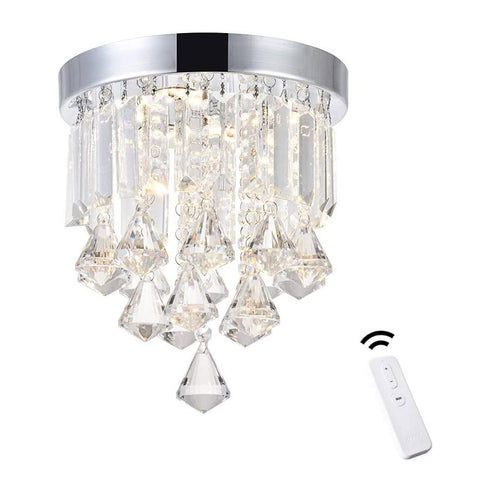 ANKEE Modern LED Flush Mount Ceiling Light - Smart Contemporary Ceiling Crystal Chandeliers, Work with Alexa and Google Assistant (8.7" D)