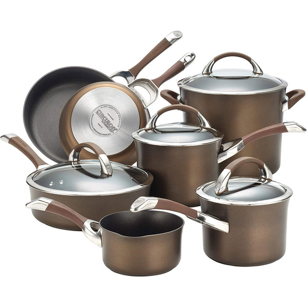Circulon Symmetry 12-Piece Nonstick Cookware Set, Chocolate