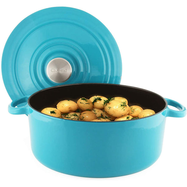 Chantal 5 qt. Round Cast-Iron Dutch Oven w/ Lid - Sea Blue