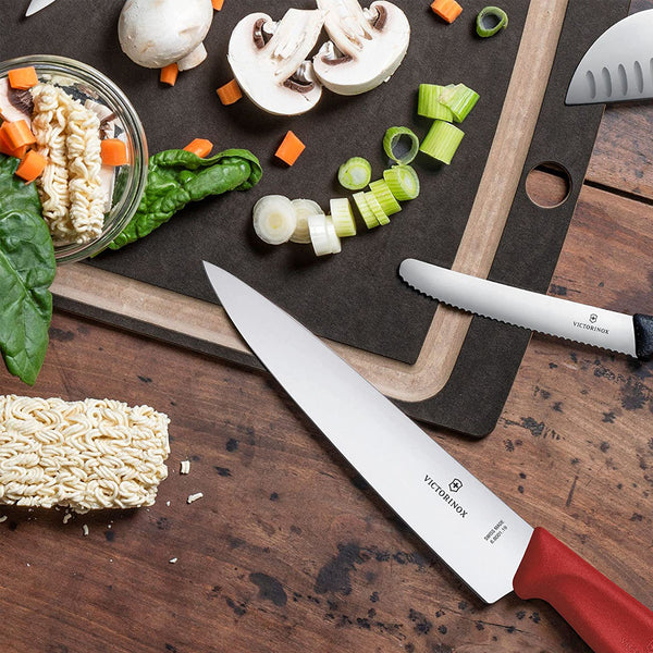 Victorinox Carving, Swiss Classic, 8" Straight Blade, Red