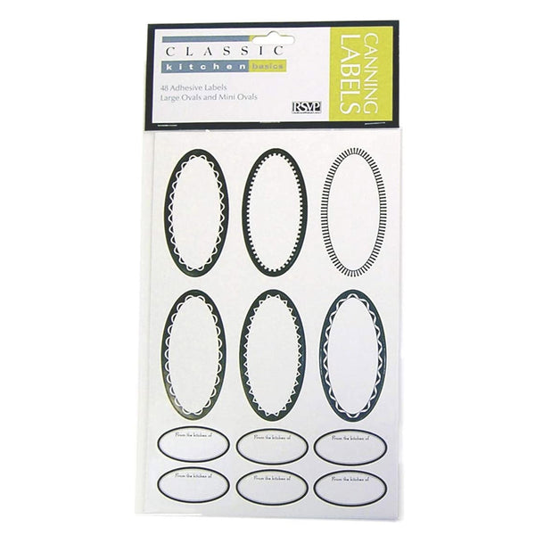RSVP Oval 48-Piece Canning & Jelly Jar Labels, Large & Mini