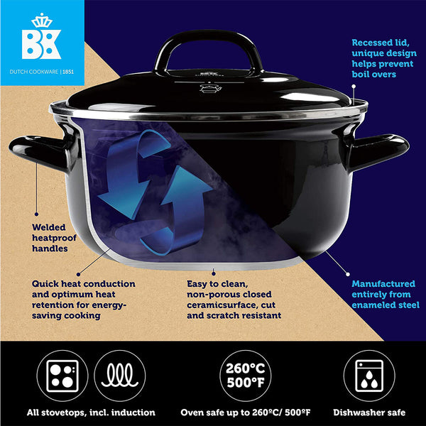 BK Cookware BV Dutch Oven 2.5QT, Black, (CC002461-001)