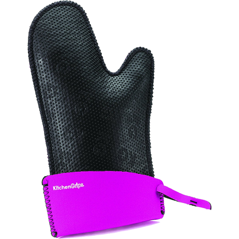 KITCHENGRIPS FITTED SINGLE MITT, EXTENDABLE CUFF - BUBBLE GUM