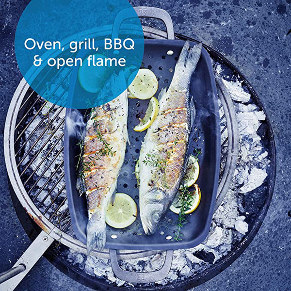 BK Black Steel Preseasoned Carbon Steel BBQ Roaster, 15"