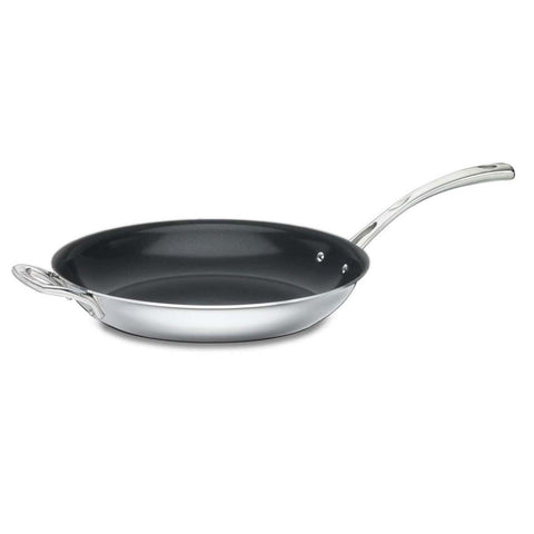 CUISINART FRENCH CLASSIC TRI-PLY STAINLESS COOKWARE 12" NONSTICK FRYING PAN WITH HELPER HANDLE