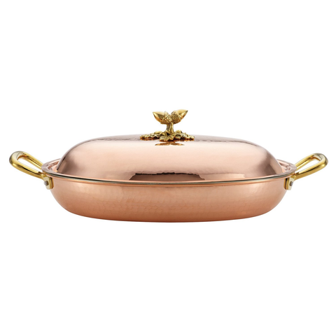 Ruffoni Historia Decor 15'' X 10.25'' Covered Oval Dish, Copper